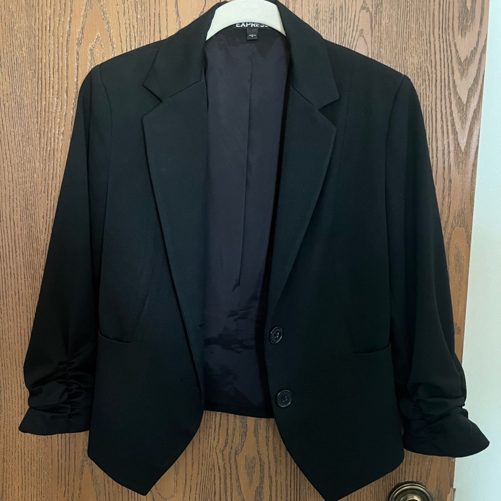 Express Black Sport Coat with Notched Lapel